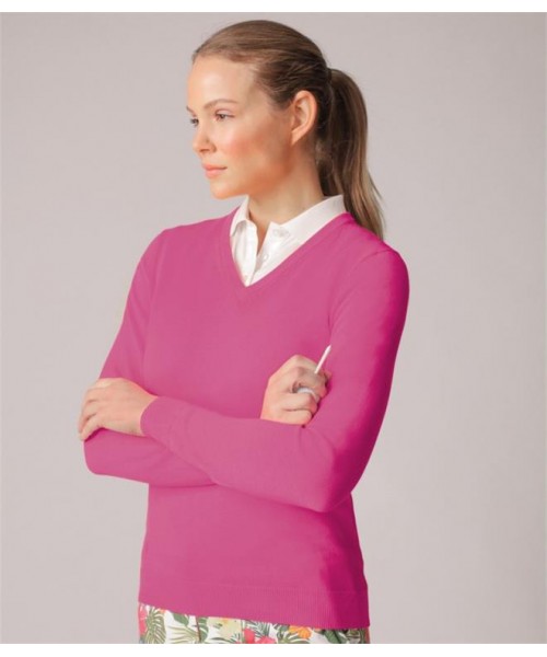 Plain GOLF LADIES V NECK COTTON SWEATER GLENMUIR