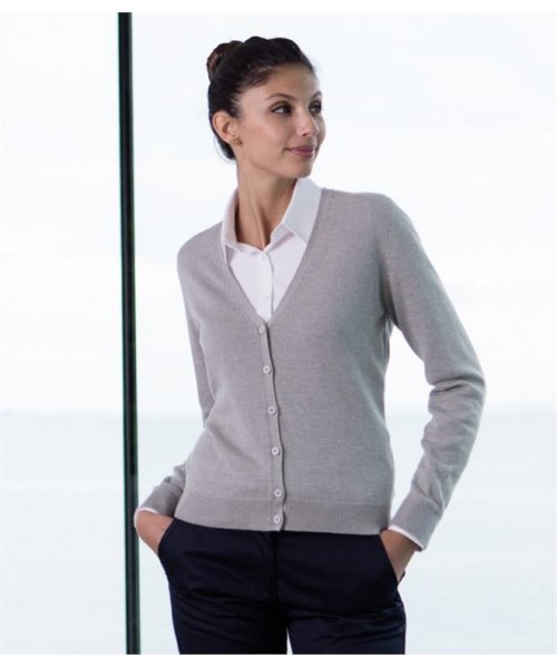 Plain LADIES LIGHTWEIGHT V NECK CARDIGAN HENBURY 12 Gauge