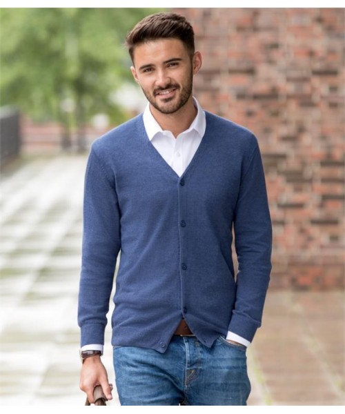 Plain COTTON ACRYLIC V NECK CARDIGAN RUSSELL 275 GSM