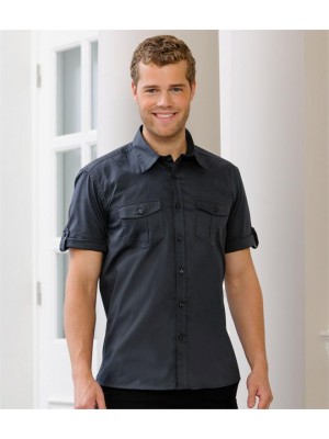 Plain COLLECTION SHORT SLEEVE TWILL ROLL SHIRT RUSSELL 130 GSM