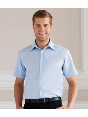 Plain COLLECTION SHORT SLEEVE TAILORED OXFORD SHIRT RUSSELL White 130, Colours 135 GSM