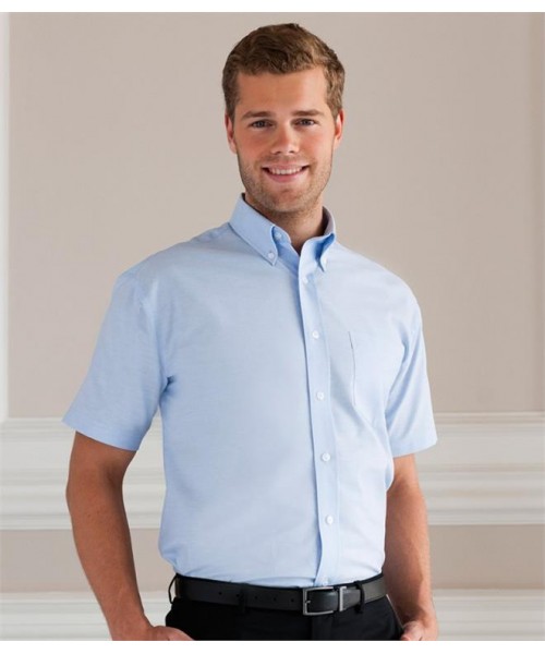Plain COLLECTION SHORT SLEEVE EASY CARE OXFORD SHIRT RUSSELL White 130, Colours 135 GSM