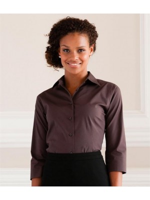 Plain COLLECTION LADIES 3/4 SLEEVE EASY CARE FITTED SHIRT RUSSELL 140 GSM