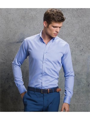 Plain LONG SLEEVE SLIM FIT OXFORD TWILL SHIRT KUSTOM KIT 130 GSM