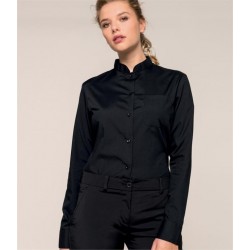 Plain LADIES LONG SLEEVE MANDARIN COLLAR SHIRT KARIBAN 110 GSM