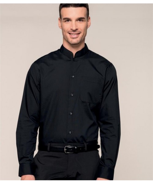 Plain LONG SLEEVE MANDARIN COLLAR SHIRT KARIBAN 110 GSM