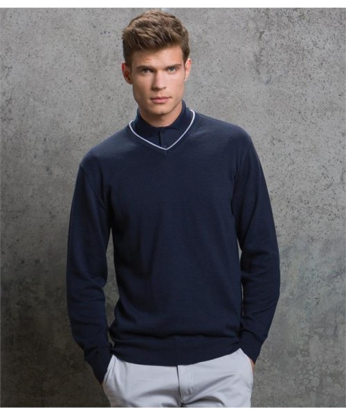 Plain CONTRAST ARUNDEL V NECK SWEATER KUSTOM KIT 12 GSM