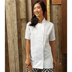 Plain LADIES SHORT SLEEVE CHEF'S JACKET PREMIER 195 GSM 