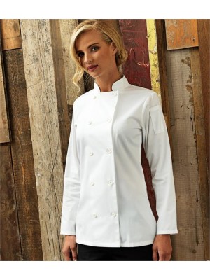 Plain LADIES LONG SLEEVE CHEF'S JACKET PREMIER 195 GSM