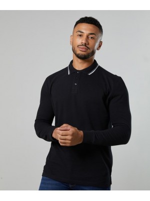 Plain Polo Shirts  AWDis Long Sleeve Tipped 100 Polo AWDis Just Polos 180 GSM