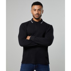 Plain Polo Shirts  AWDis Long Sleeve Tipped 100 Polo AWDis Just Polos 180 GSM