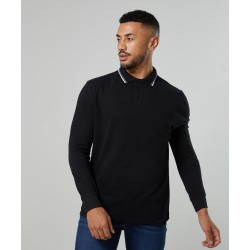 Plain Polo Shirts  AWDis Long Sleeve Tipped 100 Polo AWDis Just Polos 180 GSM