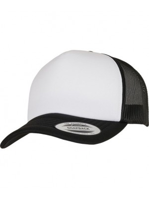 Plain Cap YP Classics® curved foam trucker cap – white front (6320W) Flexfit by Yupoong 148 GSM