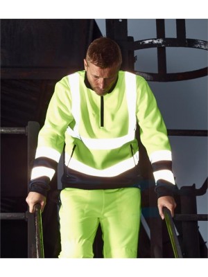 Plain HI-VIS TWO TONE ZIP NECK TOP DICKIES 280 GSM