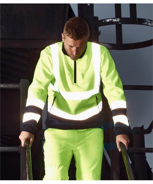 Plain HI-VIS TWO TONE ZIP NECK TOP DICKIES 280 GSM