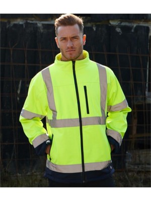 Plain HI-VIS TWO-TONE SOFT SHELL JACKET DICKIES 300 GSM