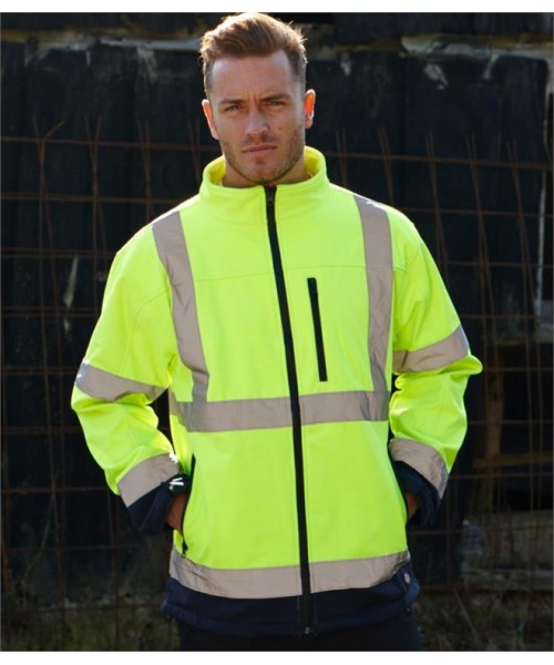 Plain HI-VIS TWO-TONE SOFT SHELL JACKET DICKIES 300 GSM